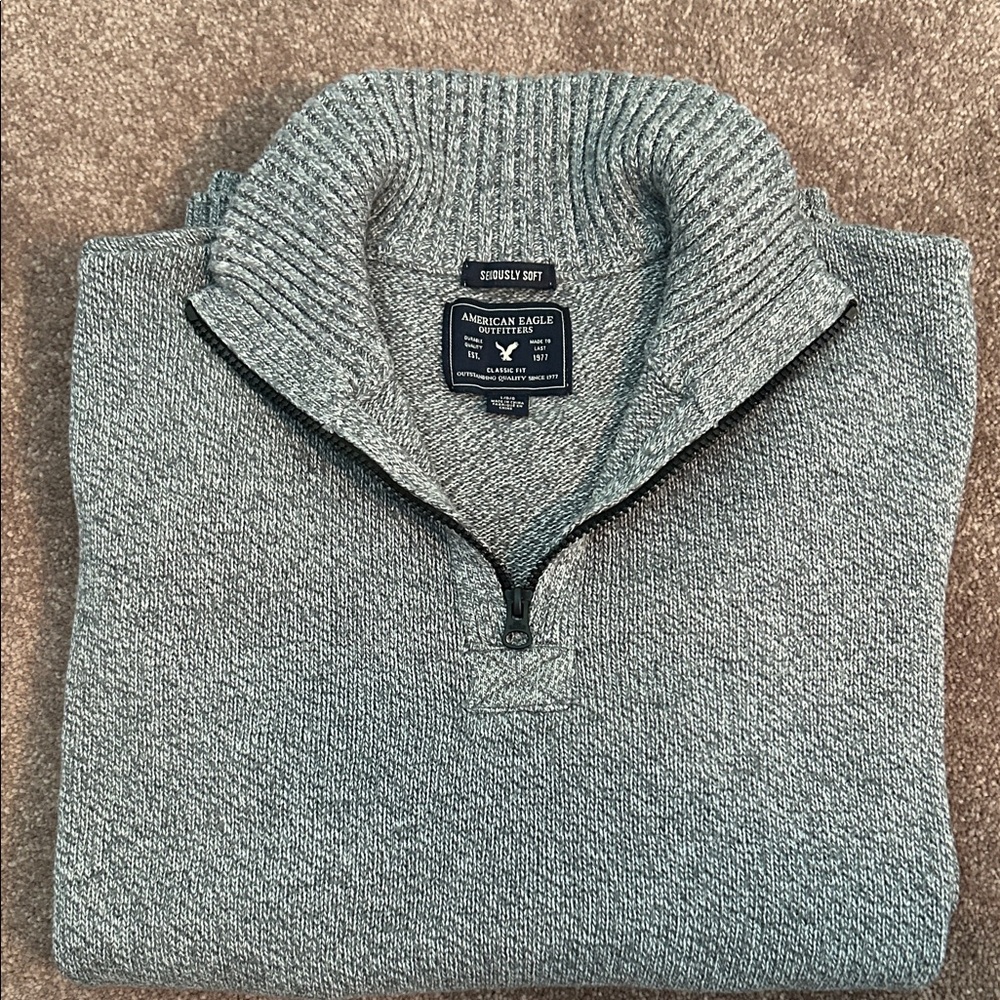 American Eagle Outfitters Men's Zip-Up Gray Sweater